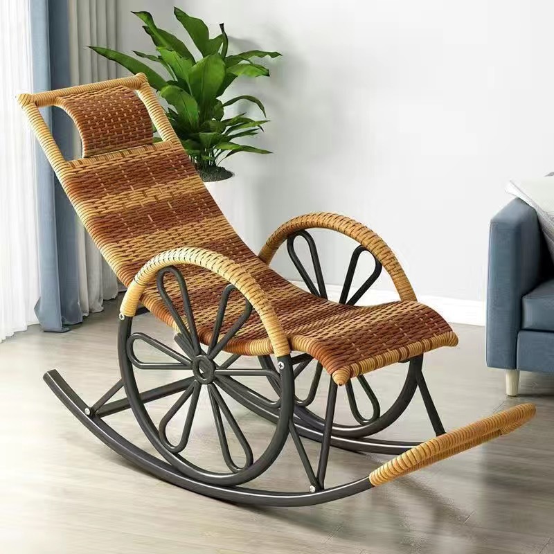 Silla de mecedor silla de caña silla de almuerzo para adultos balcón casero ocio para dormir sala de estar silla de relajación especial para ancianos