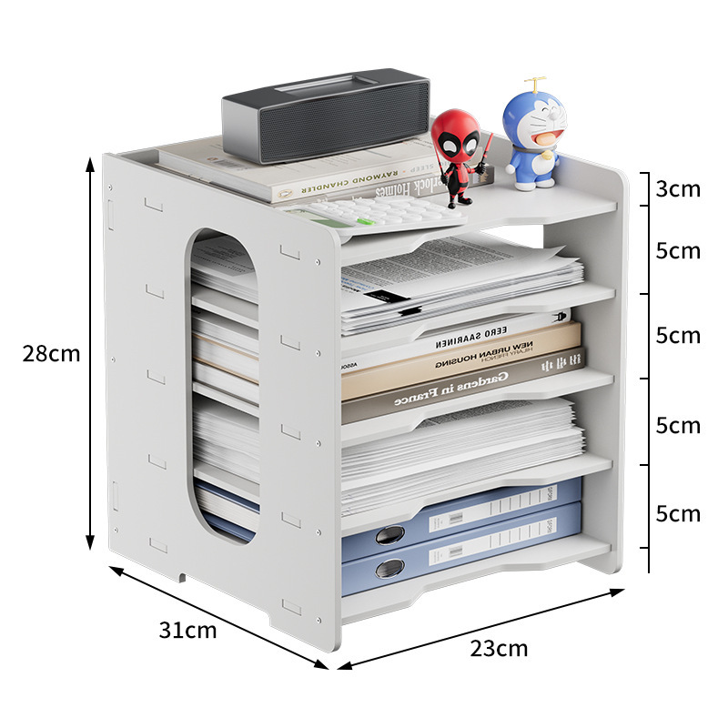 Caja de almacenamiento de archivos Estante de archivo multicapa de escritorio Portalápices Marco de archivo Estante de almacenamiento de acabado en capas de oficina de pie de libro
