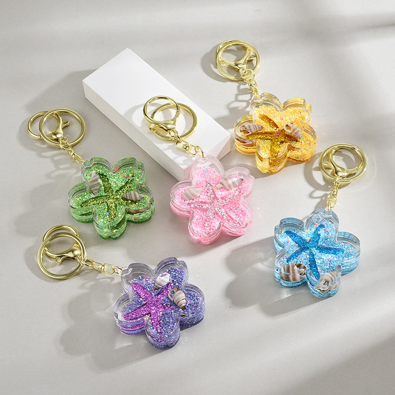 45g Weight Cute Starfish Arylic Unisex Bag Pendant Keychain