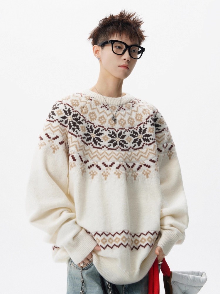 Herren Jacquard Weihnachtsstrickpullover Premium Winter Pullover_voghion.com