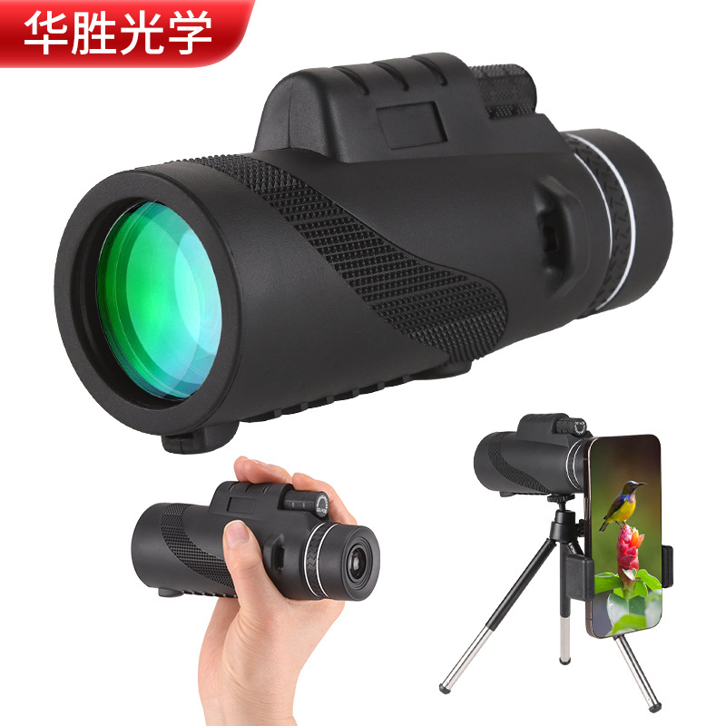跨境80X100单筒望远镜手机高倍高清钓鱼观鸟微光夜视放大望眼镜