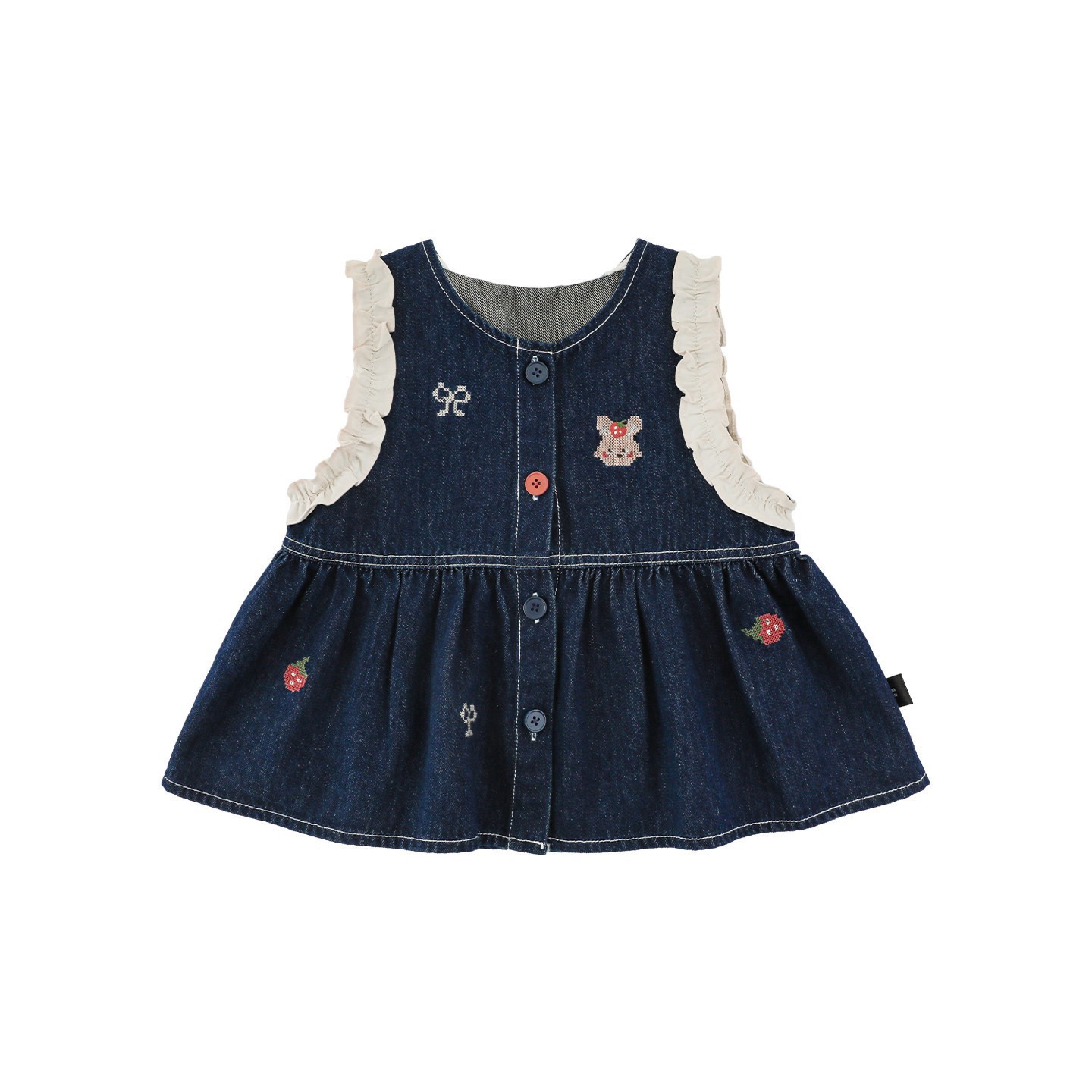 Wulibuyi niñas 2026 primavera nueva camisa de cuello de hongo para niños chaleco sin mangas jeans set