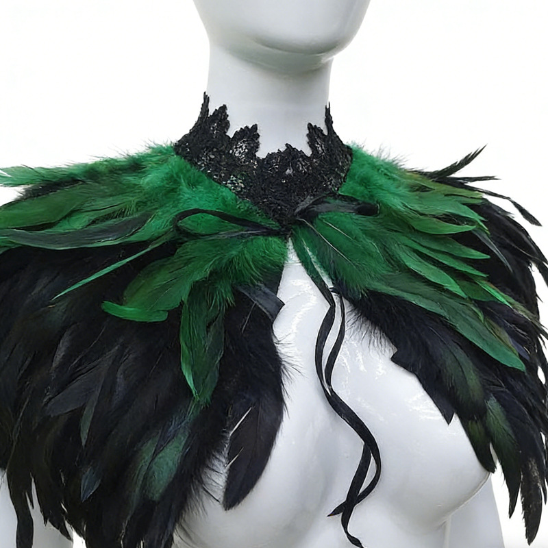 Challas de plumas, capa de lucha libre, baile de baile, chaleco de plumas, cuello falso, bib, capa de plumas gruesas, amazonas