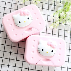 Kitty石けん箱アニメかわいい個性石けん箱旅行蓋シール付き石けん箱家庭用クリップ付き洗顔