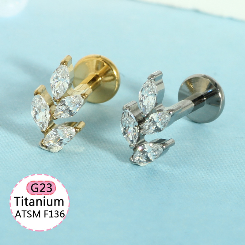 F136 Titanium Heart-Shaped Internally Threaded Lip Stud with CZ - Silver 1.2x10mm Body Piercing Lip Labret Jewelry detail image 7