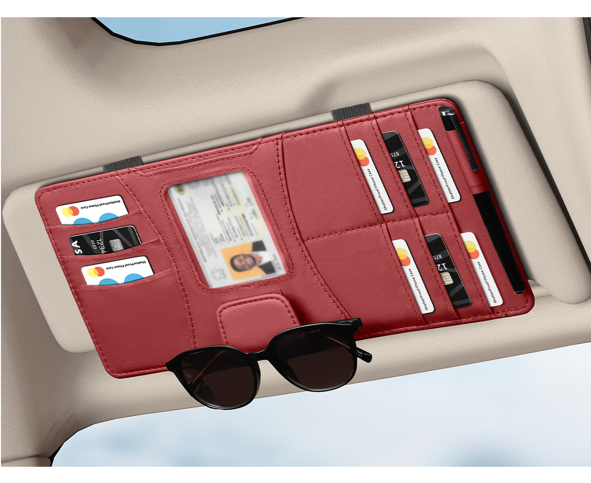 Car Sun Visor Multifunctional Storage Bag Photo Holder Document Holder Receipt Holder Glasses Holder Car Storage Card Box