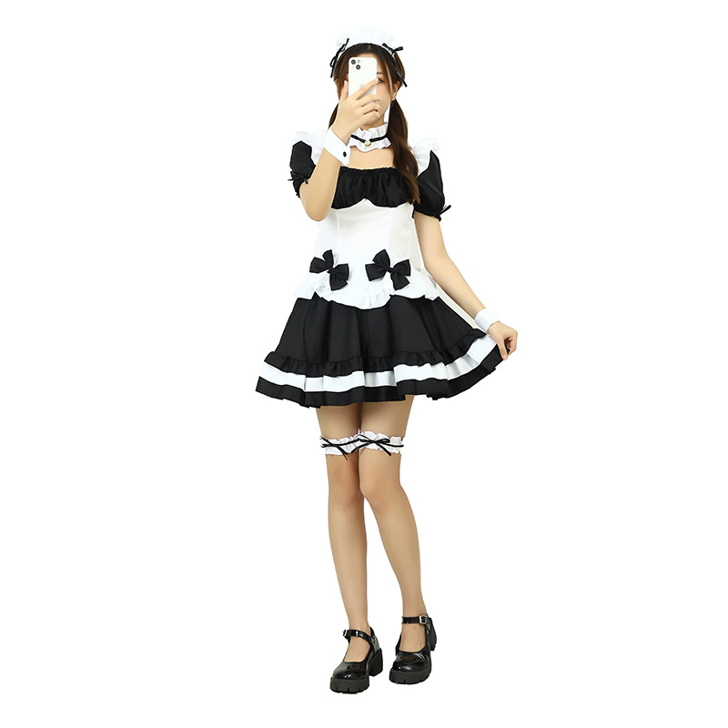 게임 의상 코스프레 기적 따뜻한 흑백 초콜릿 메이드 로리타 공주 원피스 재고