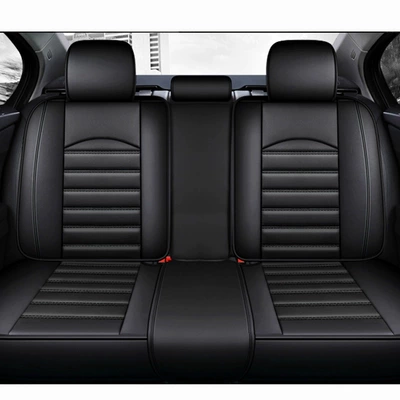 Full-Coverage Seat Covers, New Leather Seat, Seat cushion, seat cover - pure-black-rear-seat-cushion-backrest-no-wash-full-coverage-leather