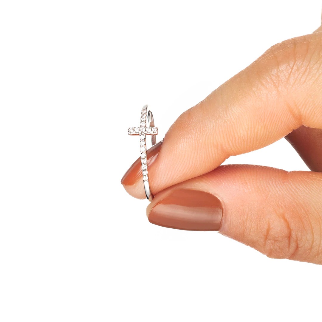 925 Sterling Silver Material 925 Sterling Silver Zircon Cross Rings