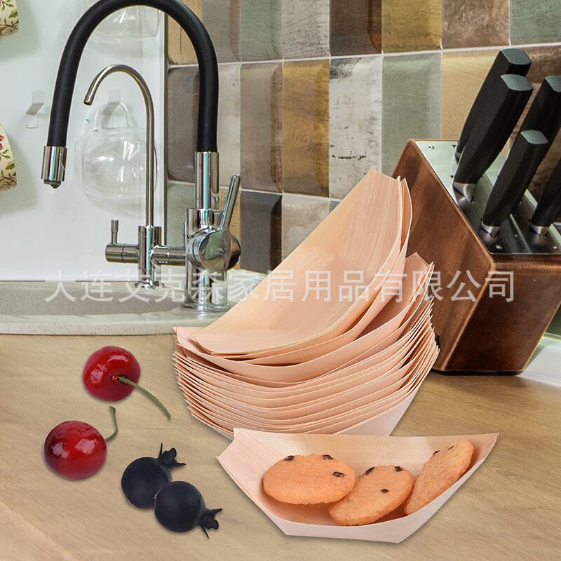 Disposable Wooden Boat Sushi Bowl Birthday Party Event Decoration Supplies Wooden Boat Disposable Tableware