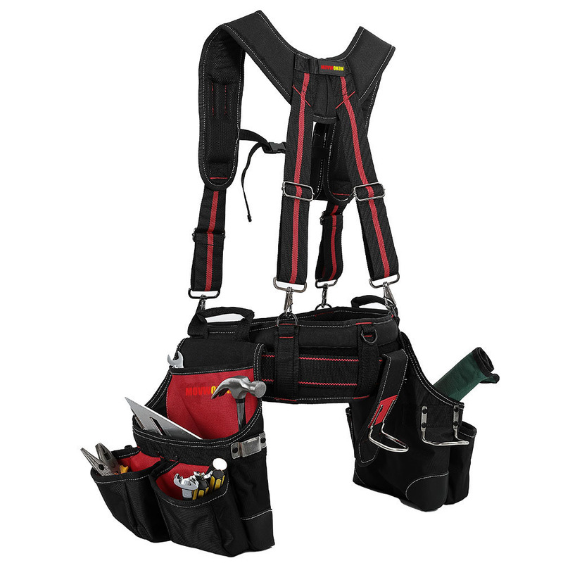 Cross-Border Direct Supply of Red Heavy-Duty Tool Sling Combination Set, Large Capacity, Wear-Resistant Tool Waist Bag with Adjustable Straps