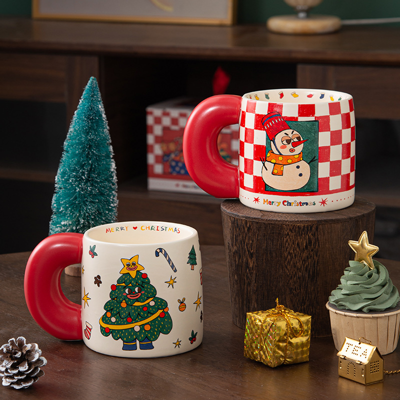 クリスマスギフトボックスセラミックカップマグカップ国境を越えたクリスマスカップ大きなカップかわいいカップオフィスコーヒーカップ|undefined