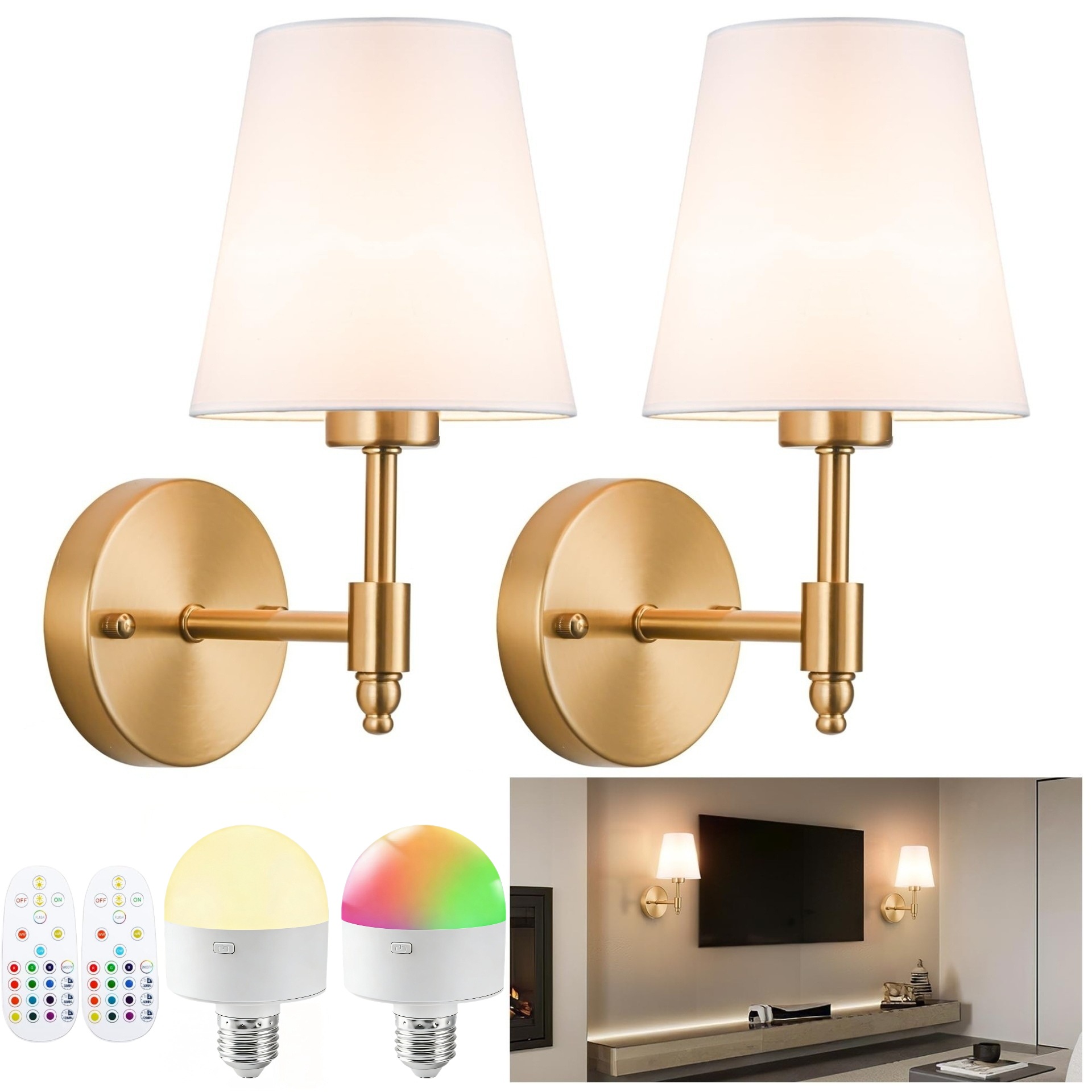 Luz de pared sin cableado transfronteriza americana dormitorio cabecera de cama luz de atmósfera decoración de sala de estar cubierta de lienzo recargable lámpara de pared atenuable