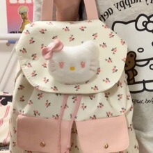 碎花帆布双肩包学生高颜值可爱2024少女新款百搭通勤书包