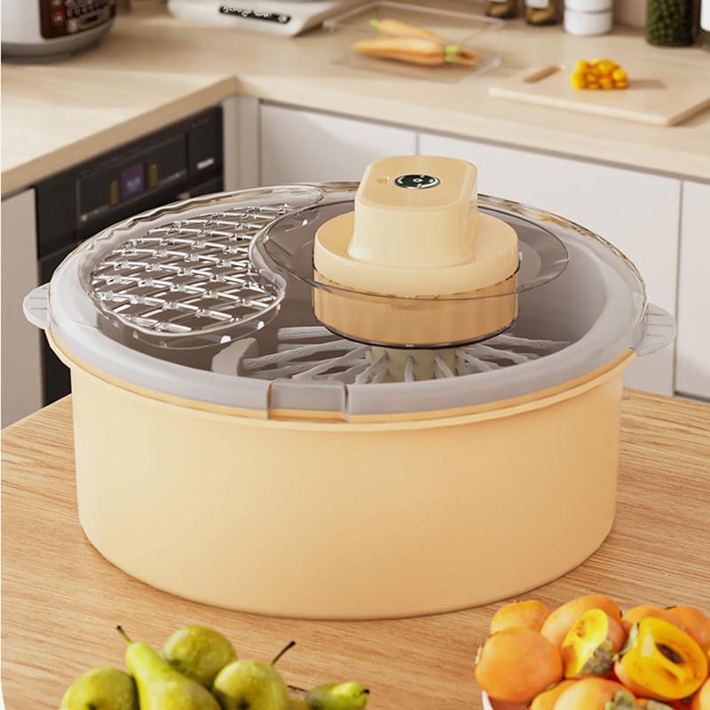 Manual kitchen salad vegetable dehydrator, household vegetable washing and draining machine, spin dryer, draining basket, multifunctional vegetable washer