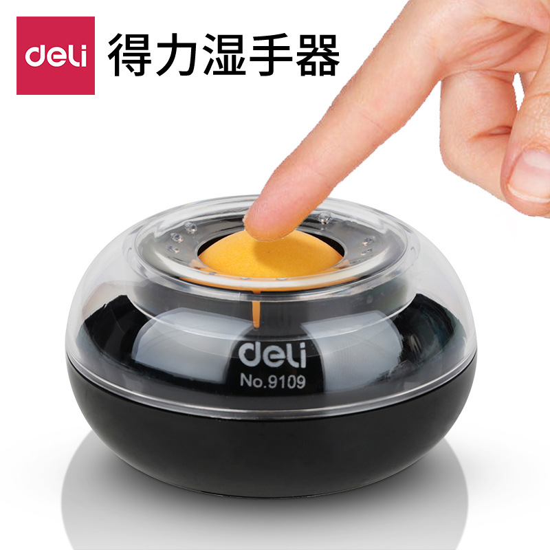 델리 9109 젖은 손 장치 금융 사무용품 스폰지 실린더 젖은 손 실린더 스티커 종이 실린더 지폐 포인트 젖은 손 장치 도매