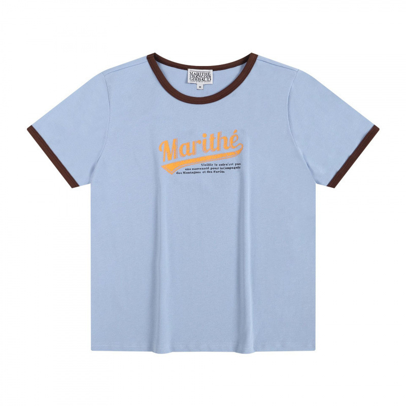 スポット韓国マリス半袖レタープリントラウンドネックTシャツレディースショートトップジェニー・チェ・ジンユアンと同じスタイル|undefined