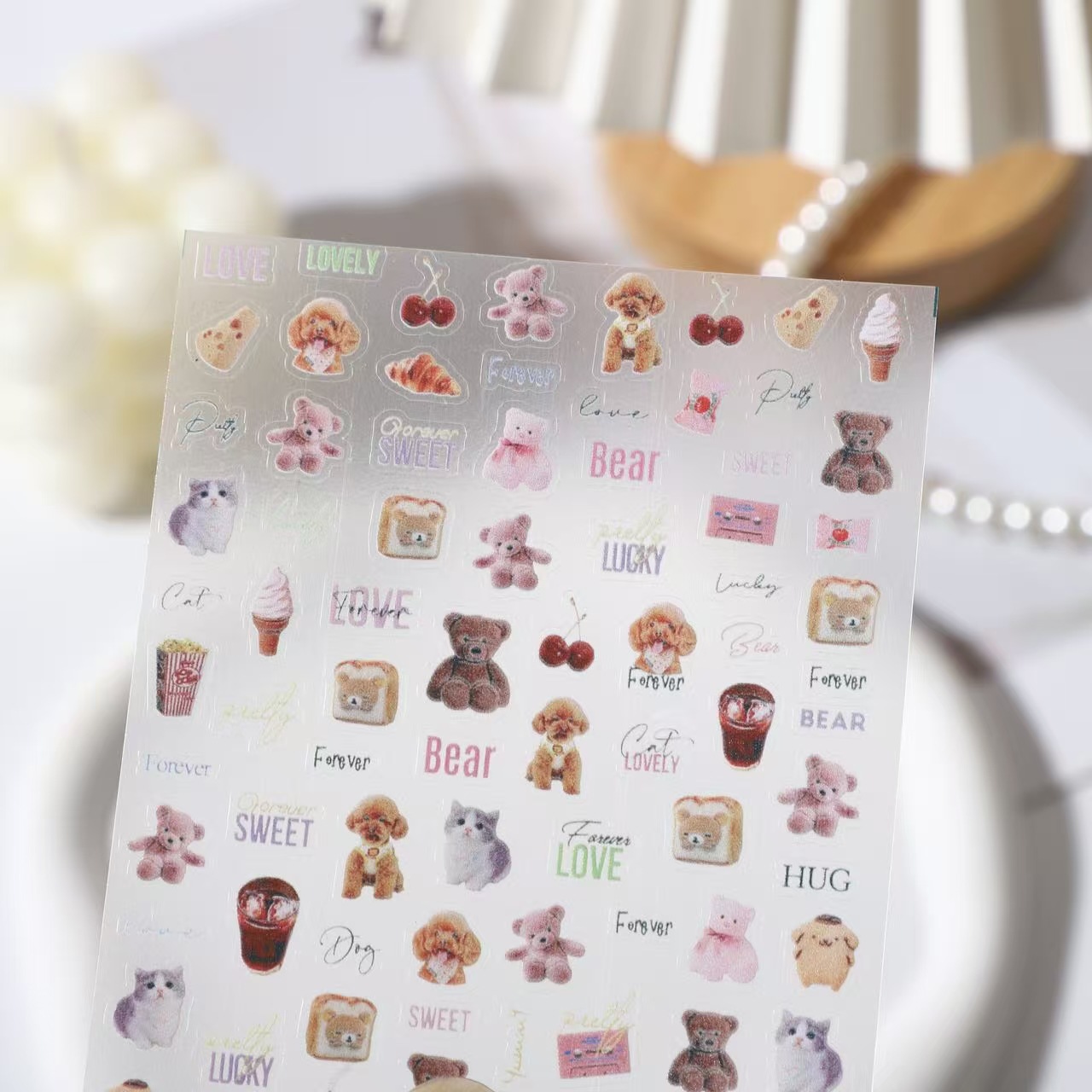 玫瑰薄韧美甲贴纸ins 爆款可爱手机壳指甲贴表情和小熊贴纸81号