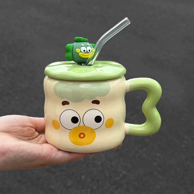 Керамическая кружка Mengqu Cloud Cup, 401–500 мл, милая большая кружка с крышкой, ложкой и вариантами подарочной коробки