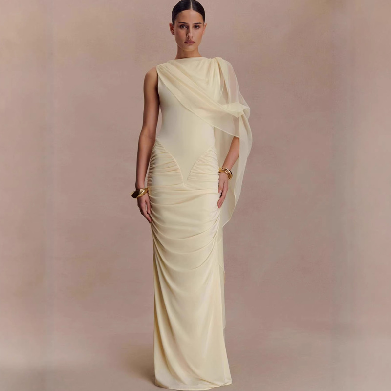 Elegant and Luxurious 2026 Cross-Border Amazon Dress for Women, Vintage Autumn European and American Style Sleeveless Long Dress