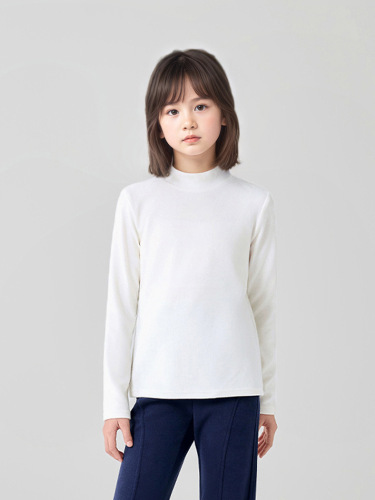 Autumn/Winter New Korean Men's Children's Warm Long-Sleeve Pure Color Sports Top Children's Base Shirt Wholesale