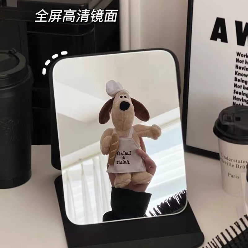 Ins espejo plegable espejo de maquillaje dormitorio estudiantil espejo de vestir dormitorio de escritorio se puede establecer en el hogar portátil lindo