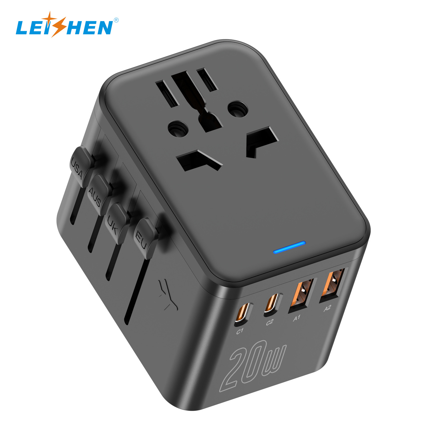 跨境转换插头20W美规欧规转换插座USB多插位一转多多国旅行转换头