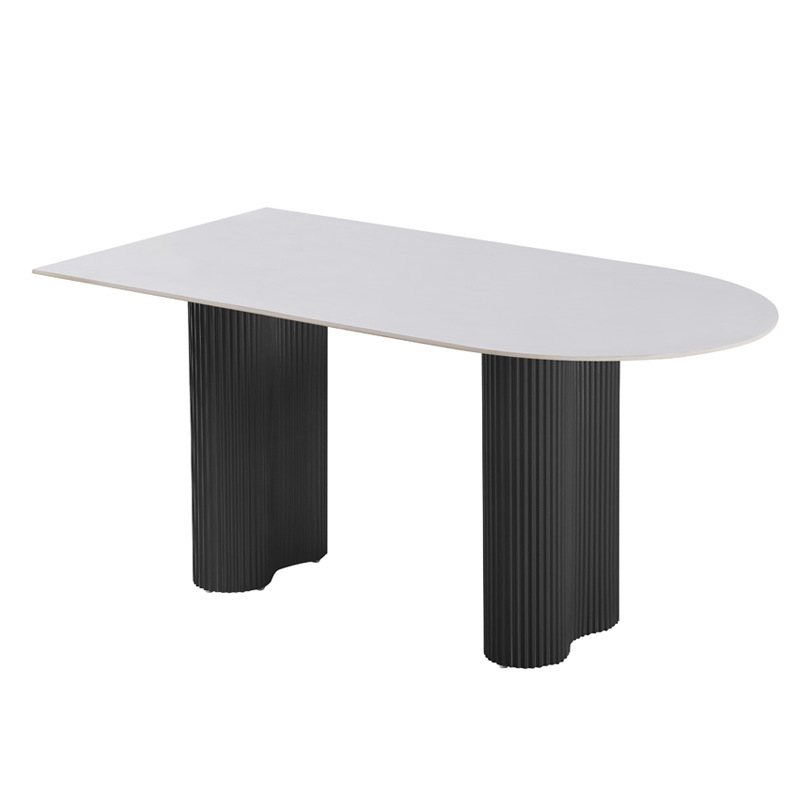 Mesa de comedor moderna y simple de tabla de roca casera estilo medieval nueva mesa de comedor casera hermosa mesa de piernas de maní