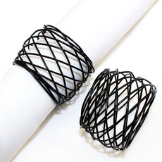 热销酒店万圣节黑色铁丝编织网餐巾环合金餐巾圈创意餐巾扣厂家批