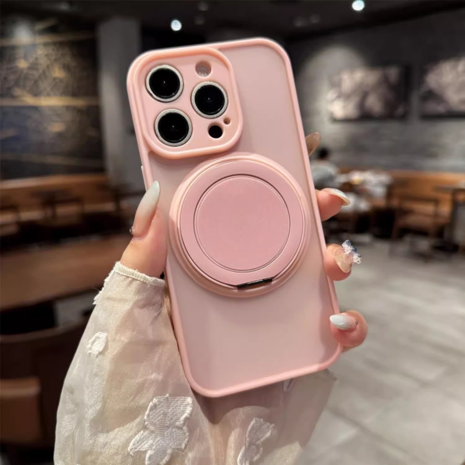 17 caso de teléfono móvil soporte giratorio 360 sensación de piel esmerilada para iPhone16 pivote de sensación avanzada 11 Apple 15pro