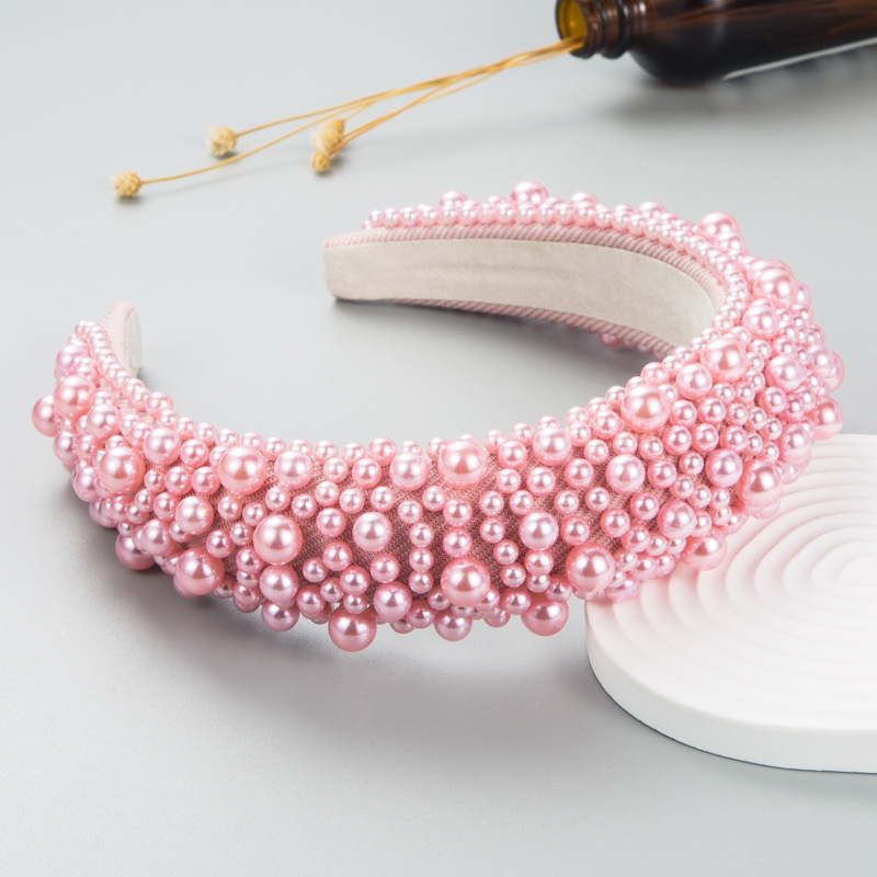 Diadema Heeming estilo europeo y americano, diadema de esponja con perlas para el cabello, accesorio para el cabello rosa para el Día de San Valentín, diadema con elementos de carnaval