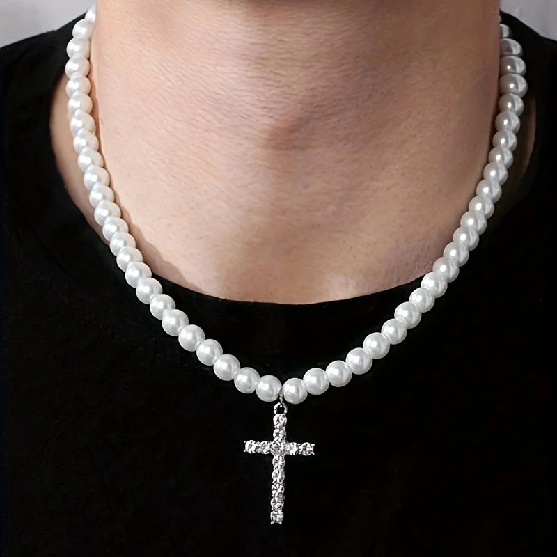 retro fashionable trend universal necklace hip-hop style from pearl