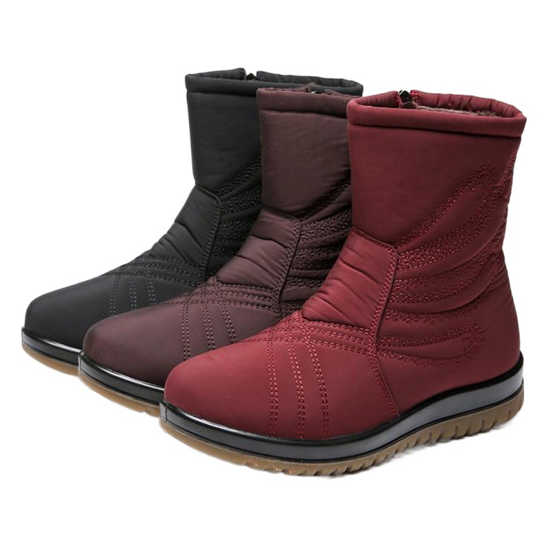 Botas de nieve transfronterizas para mujeres forradas de lana engrosadas impermeables antideslizantes cálidos antideslizantes zapatos acolchados de algodón para botas de Madre de mediana edad