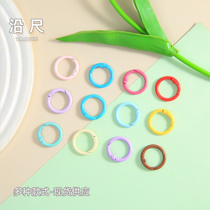 Colorful Painted Zinc Alloy Spring Ring 23mm Round Spring Buckle Keychain Ring DIY Jewelry Accessories Colorful Painted Zinc Alloy Spring Ring 23mm Round Spring Buckle Keychain Ring DIY Jewelry Accessories
