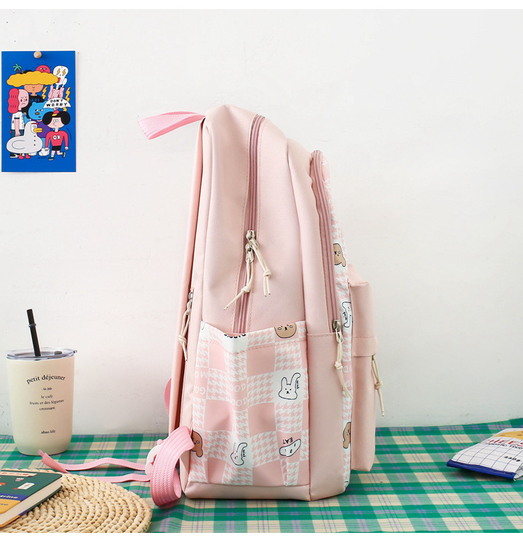 Zaini per bambini, nuovi, piccoli, freschi e carini, a quadri, con orsetto dei cartoni animati, alla moda, abbinati ai colori, per ragazze, scuola media e studenti_voghion.com