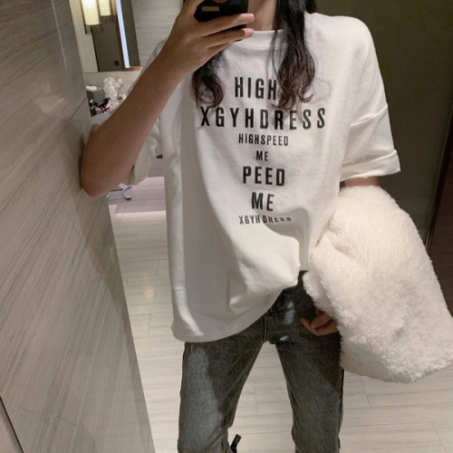 [Milk Silk 180g Double-Spun] 2990 Short-Sleeve T-Shirt for Women, Korean-Style Loose & Casual Harajuku Top with Chic Hong Kong Vibes