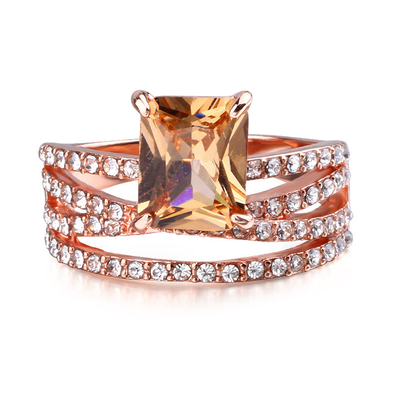 Alloy Material Glam Square Alloy Plating Inlay Artificial Gemstones Women's Rings