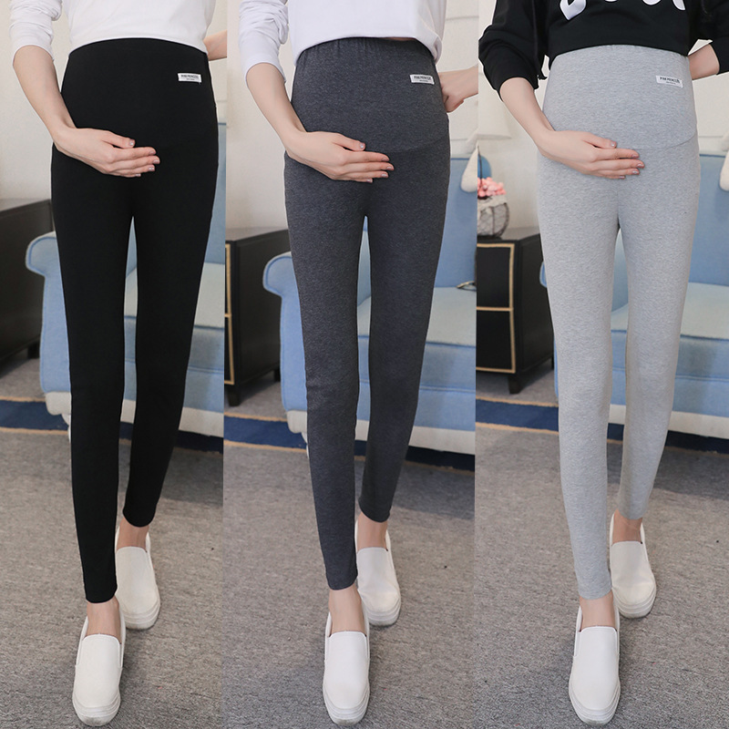 Real Shot of Autumn New Maternity Pure Cotton Leggings, Elastic Slim Fit Pants, Casual Outer Wear Belly Support Pants