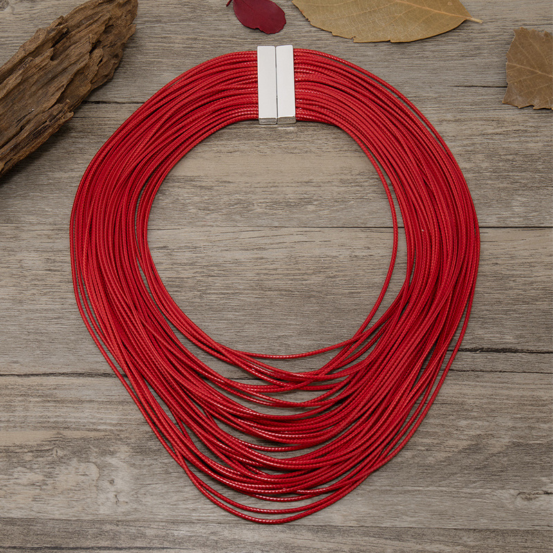 88g Weight Layered Necklaces Classification Travel Occasion Pu Leather, Alloy Material Geometric Pattern Women'S Gender Ethnic Style Style Ethnic Style Geometric Pu Leather Alloy Women's Layered Necklaces 6