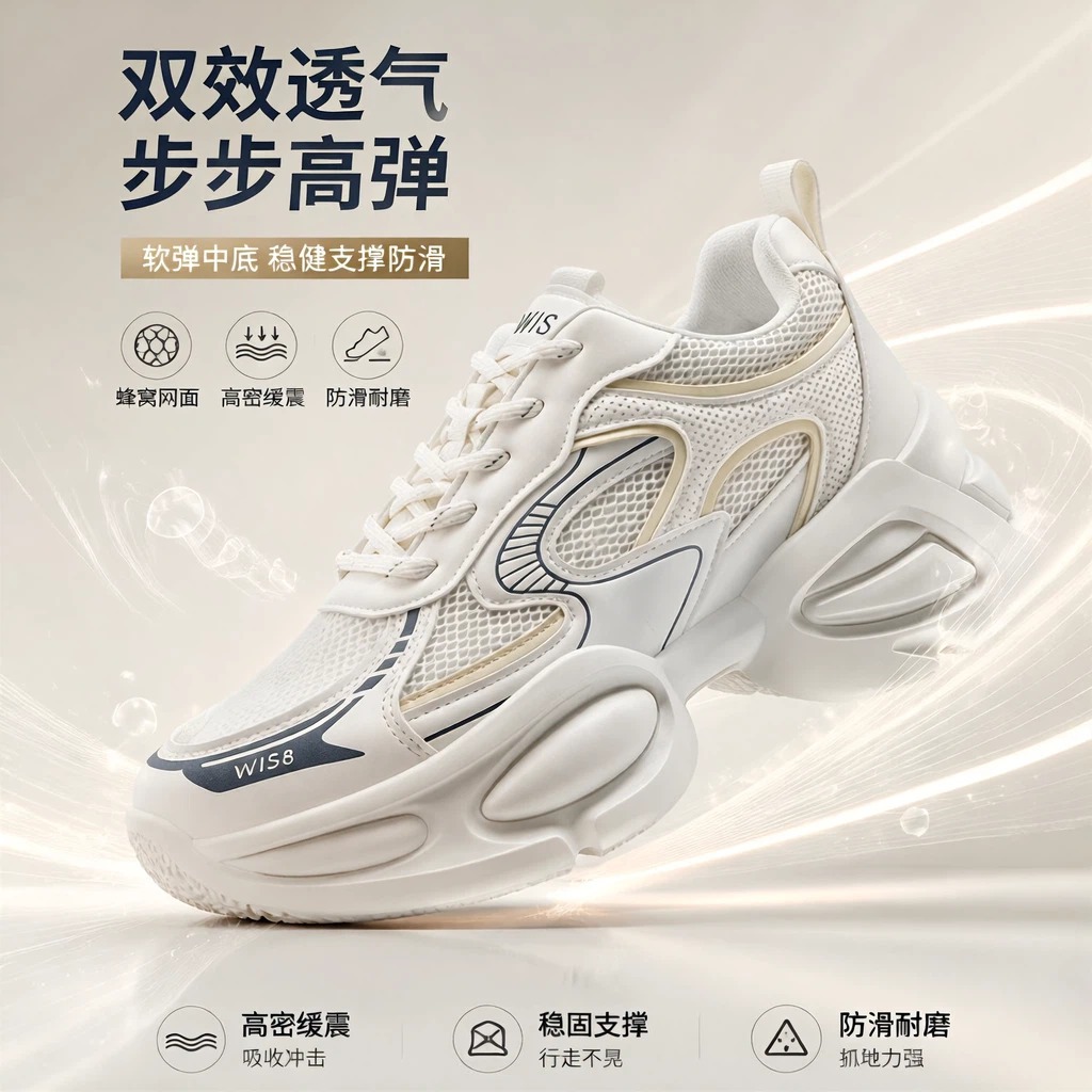 Zapatos de papá zapatos de mujer 2026 verano nuevo aumento de suela gruesa mesh transpirable zapatos deportivos casuales zapatos de mujer moda versátil