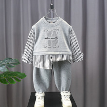 男童卫衣假春秋两件套2025新款早春儿童衬衫上衣宝宝衣服洋气套装