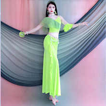 肚皮舞服仙气风荷叶鱼尾裙套装新款东方舞练功演出班服傣族舞儿童