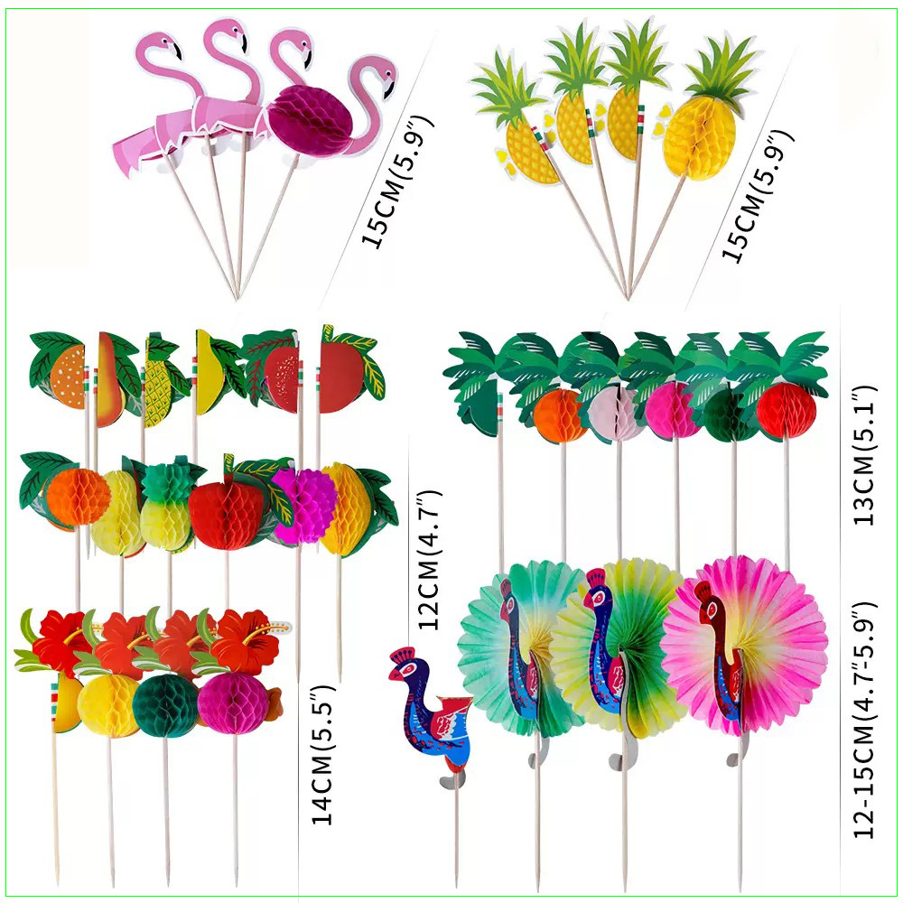 Venta al por mayor spot pastel decoración de horneado con palillo de cocotero paraguas con palillo de pavo real cóctel flamenco piña transfronteriza