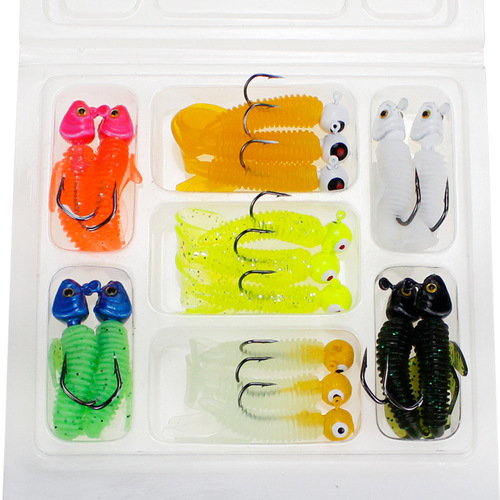 Hunting High 17-piece Lure Bait Set Lead Head Hook Combination Fishing Bait Soft Maggot Long-distance Sea Fishing Bait Cross-border Set