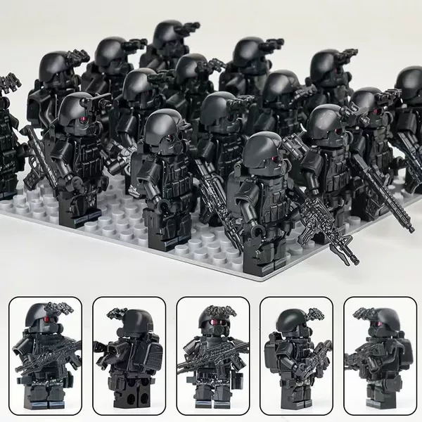 The regular version comes with a weapon without a baseplate - an 18-man phalanx of the Explosion-proof Black Panther Corps