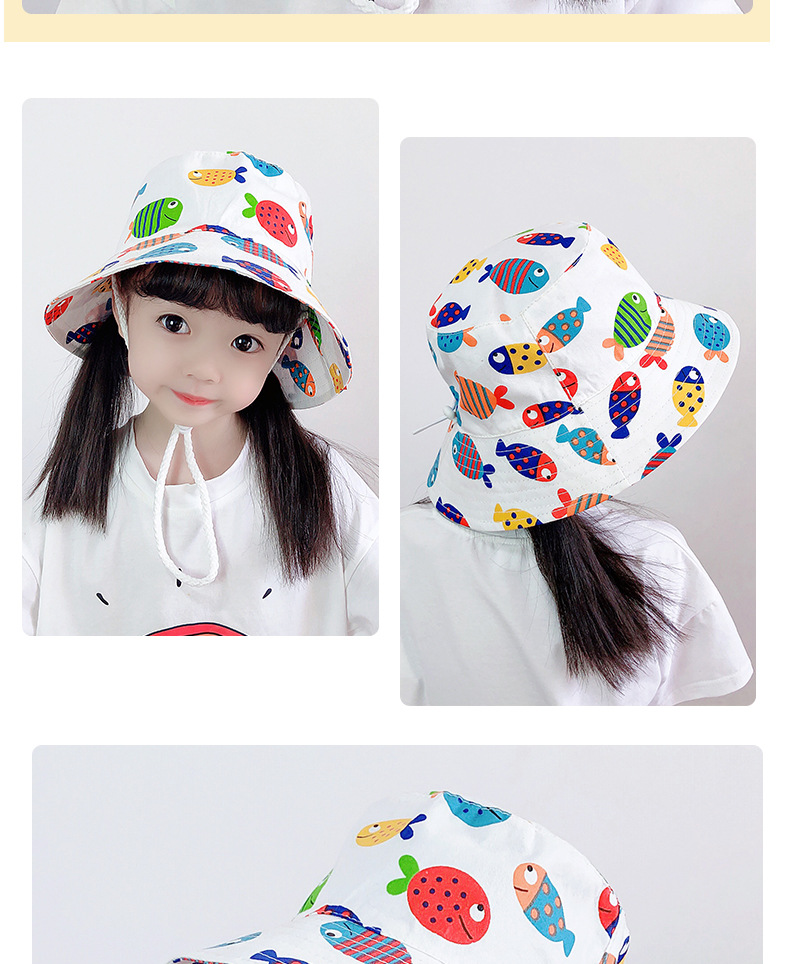 1014 Cotton Thin Baby Hat Spring And Summer Hat Animal Pattern Hat Children Sunscreen Fisherman Hat Men And Women Basin Hat New display picture 1