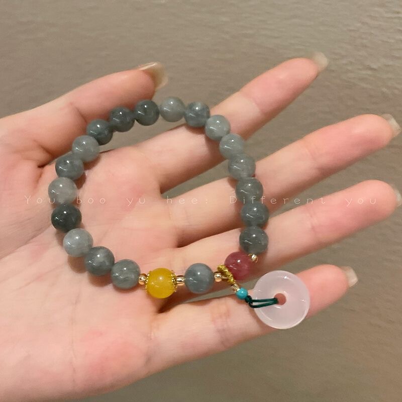 Guochao Ins Student Girlfriend Ping An Buckle Bracelet Niche Design Light Luxury Chinese Mori Style Retro Style Sweet Hand Rope