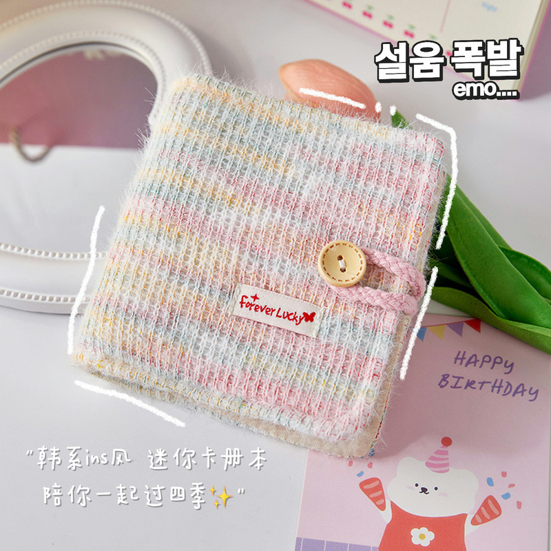 Coreano ins álbum de tarjetas de viento 3 pulgadas un palacio de gracia foto álbum de fotos de página pequeña tela fresca álbum de almacenamiento de tarjetas pequeñas