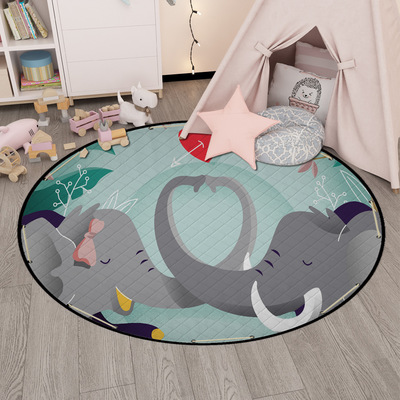动物生活圆形地毯玩具收纳地垫绗缝游戏地毯儿童爬行垫来图定制