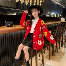 女童针织开衫2025新款春秋外穿中大童宽松女孩洋气毛衣外套潮